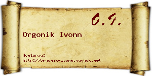 Orgonik Ivonn névjegykártya